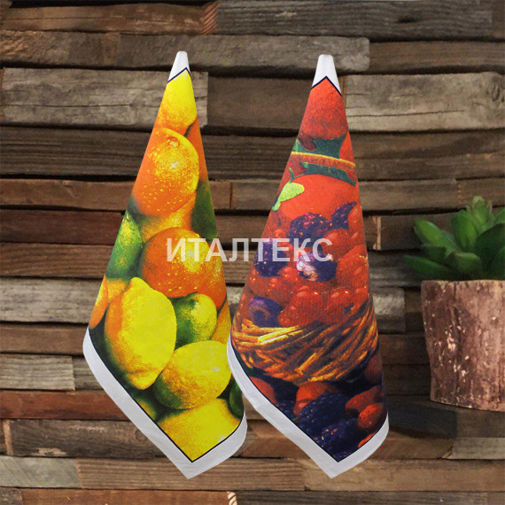 Набор из двух кухонных полотенец 50х70 "GRAND TEXTIL" Артикул: Фрутта (лимоны+ягоды)